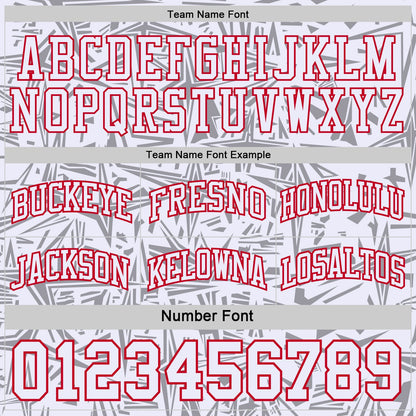 Custom Red Gray-White Side Panel Stripe Stars Geometric Shatter Starburst Reversible Double Side Sublimation Basketball Set Jersey