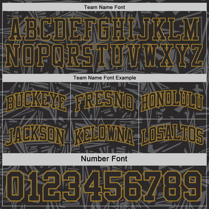 Custom Black Old Gold-White Side Panel Stripe Stars Geometric Shatter Starburst Reversible Double Side Sublimation Basketball Set Jersey