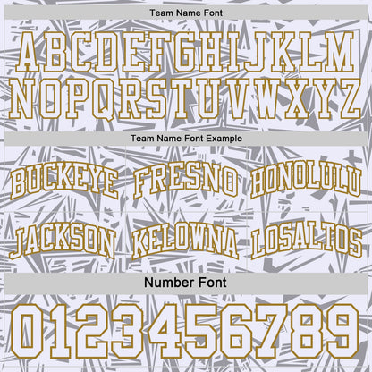 Custom Black Old Gold-White Side Panel Stripe Stars Geometric Shatter Starburst Reversible Double Side Sublimation Basketball Set Jersey