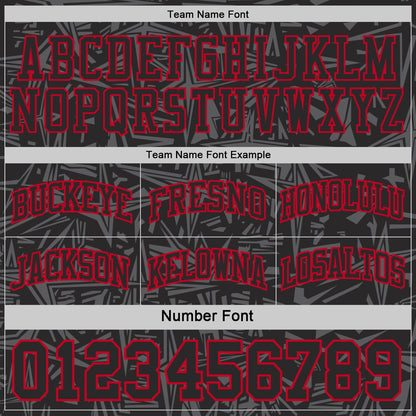 Custom Black Red-White Side Panel Stripe Stars Geometric Shatter Starburst Reversible Double Side Sublimation Basketball Set Jersey