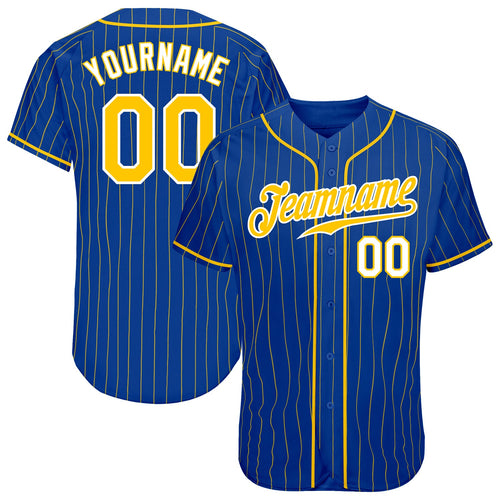 Custom Royal Gold Pinstripe Gold-White Authentic Baseball Jersey
