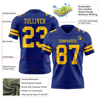 Custom Royal Yellow Authentic Football Jersey