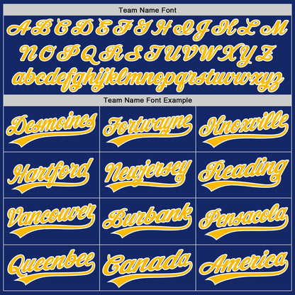 Custom Stitched Royal Gold-White Baseball Pullover Sweatshirt Hoodie