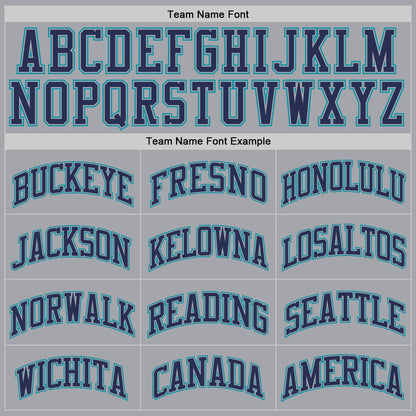 Custom Gray Navy-Teal Authentic Throwback Basketball Jersey
