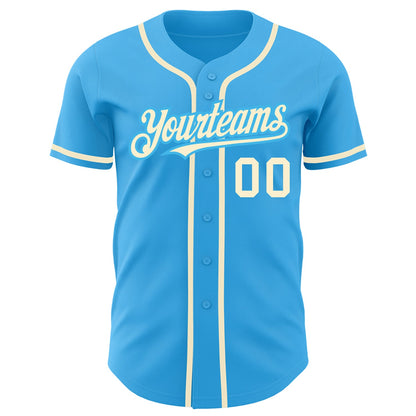 Custom Sky Blue Cream Authentic Baseball Jersey