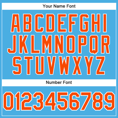 Custom Sky Blue Orange-White Performance T-Shirt