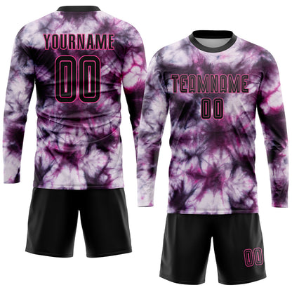 Custom Tie Dye Black-Pink Sublimation Soccer Uniform Jersey