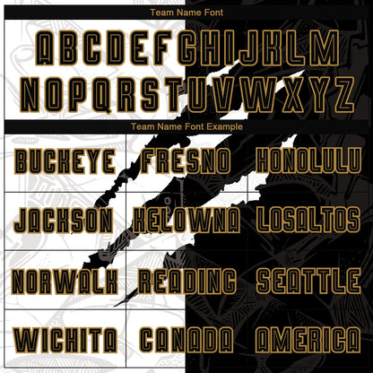 Custom Graffiti Pattern Black-Old Gold Scratch Sublimation Soccer Uniform Jersey