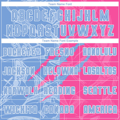 Custom Graffiti Pattern Light Blue-Pink Scratch Sublimation Soccer Uniform Jersey