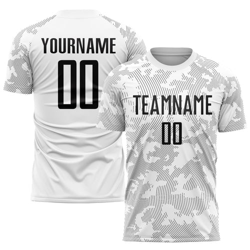 Custom White Black Sublimation Soccer Uniform Jersey