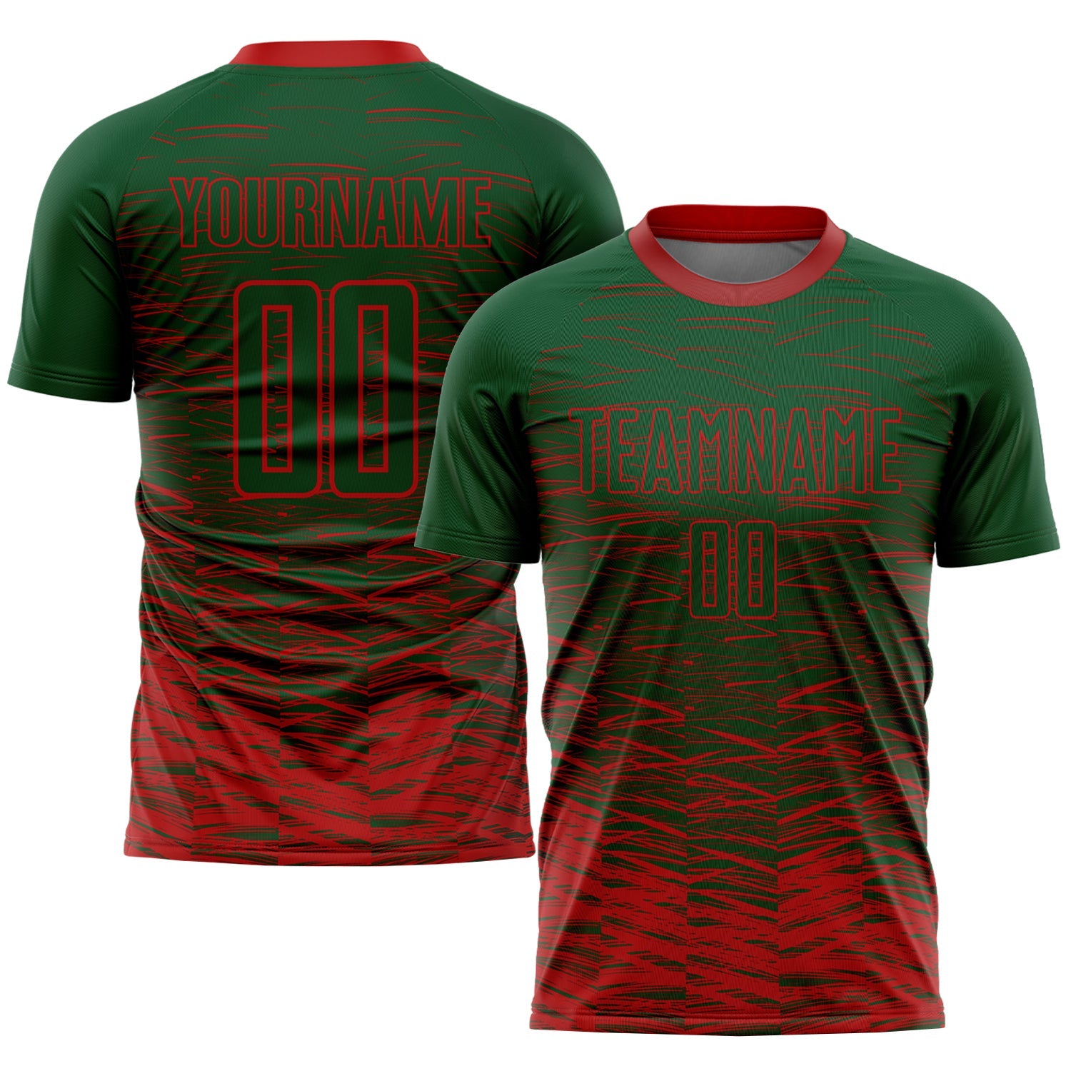 Custom Green Red Sublimation Soccer Uniform Jersey
