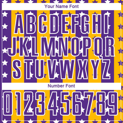 Custom Purple Gold-White Stars And Stripes Sublimation Soccer Uniform Jersey