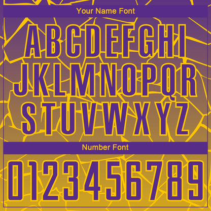 Custom Gold Purple Lines Sublimation Soccer Uniform Jersey