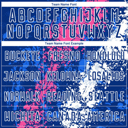 Custom Royal Pink-White Dripping Splatter Art Sublimation Soccer Uniform Jersey