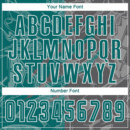 Custom Graffiti Pattern Teal-Steel Gray Scratch Sublimation Soccer Uniform Jersey