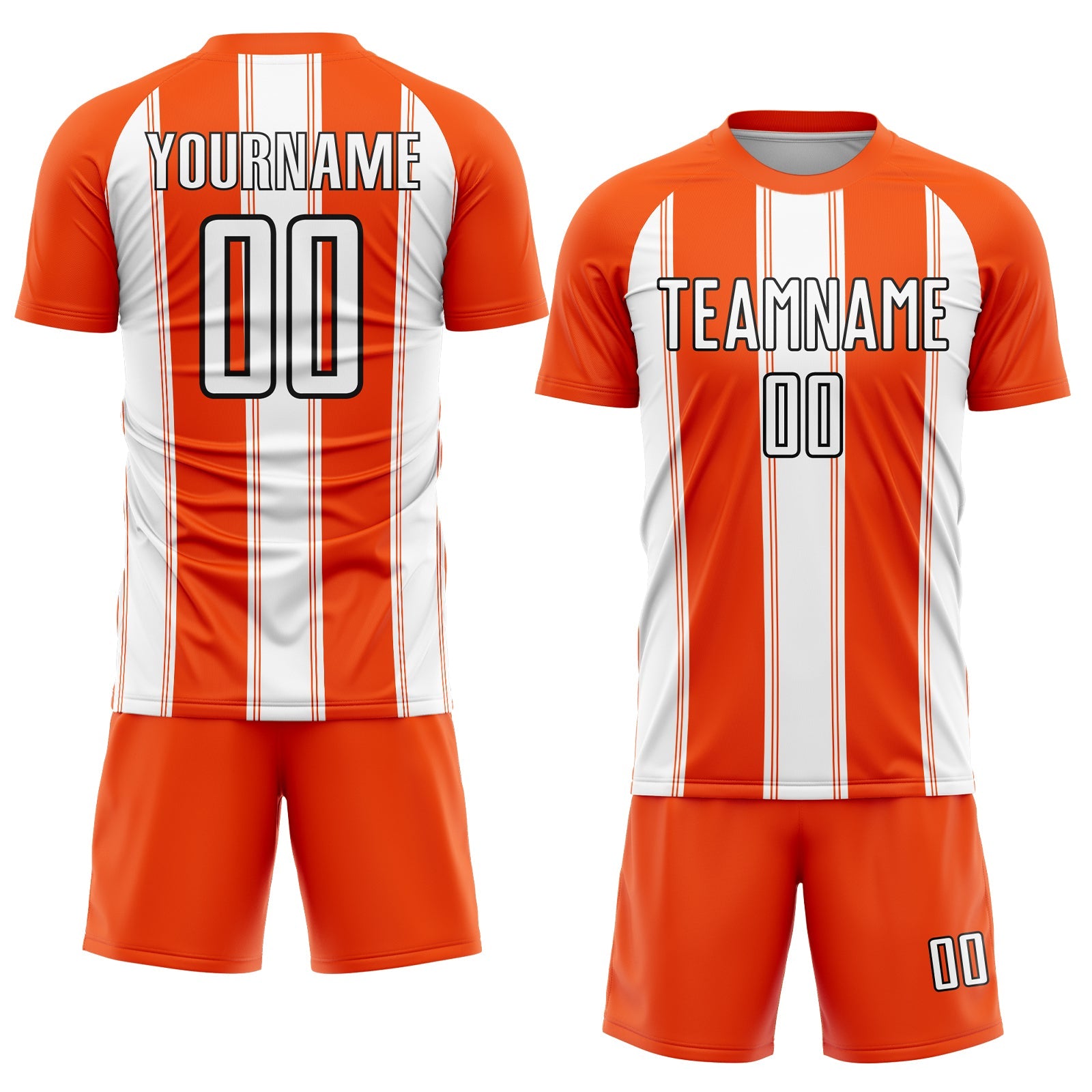 Custom Orange White-Black Line Sublimation Soccer Uniform Jersey