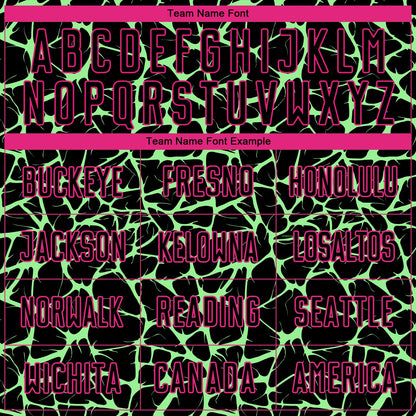 Custom Black Pea Green-Hot Pink Abstract Network Splash Sublimation Soccer Uniform Jersey