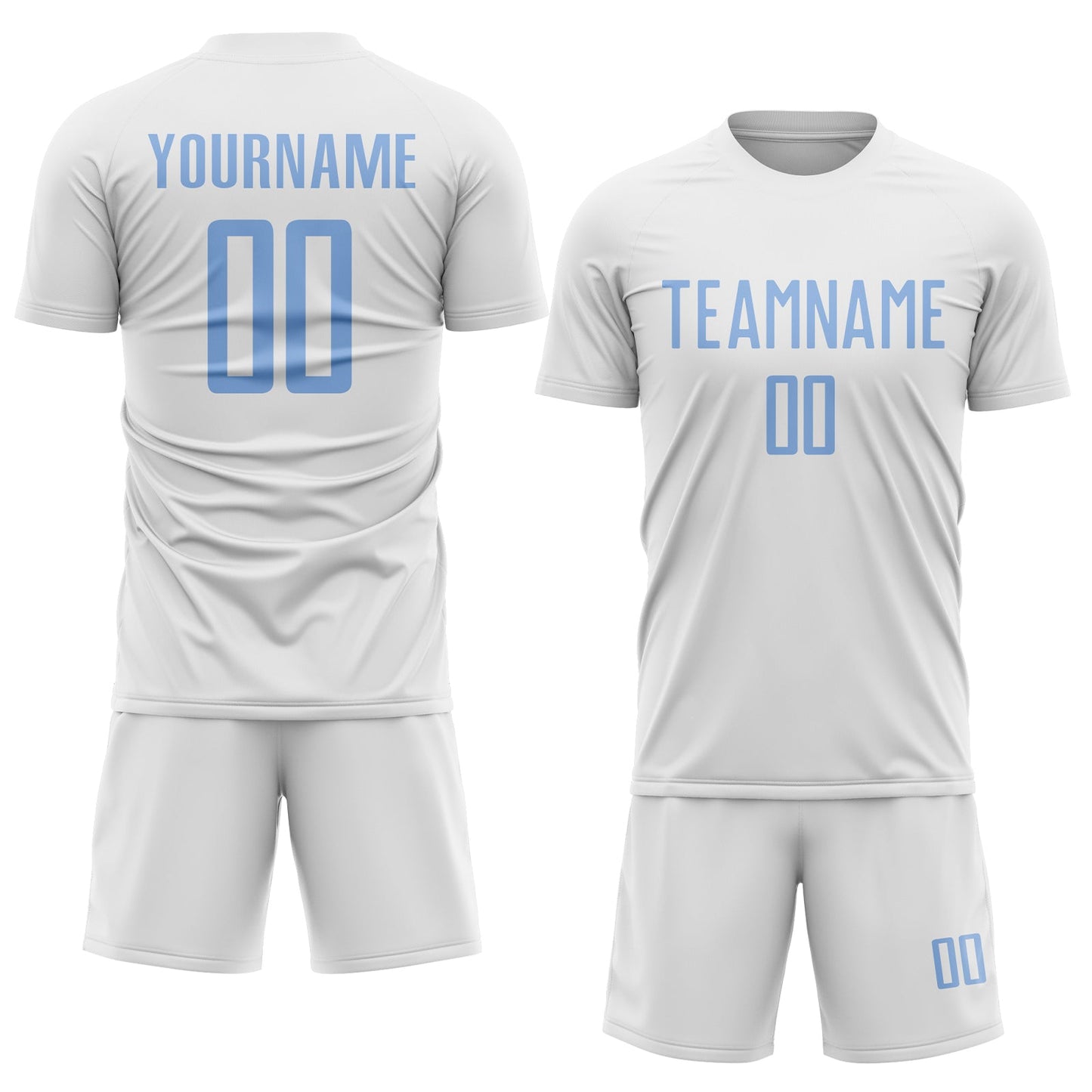 Custom White Light Blue Sublimation Soccer Uniform Jersey