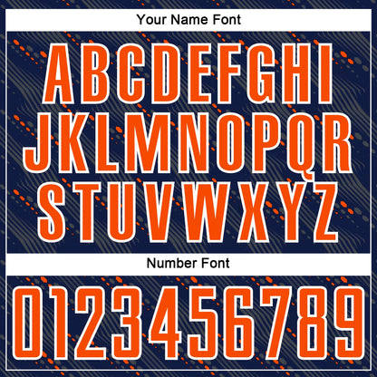 Custom Navy Orange-White Slant Lines Sports Sublimation Soccer Uniform Jersey