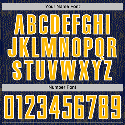 Custom Navy Gold-White Geometric Shape Sports Sublimation Soccer Uniform Jersey