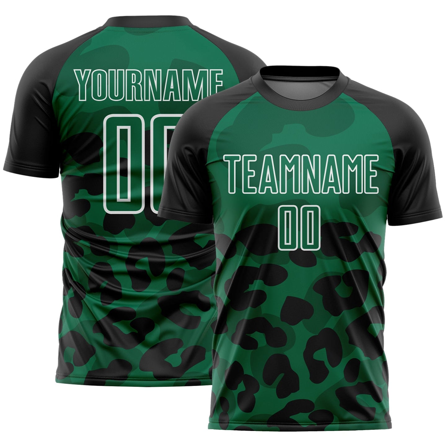 Custom Black Kelly Green-White Animal Leopard Print Sports Sublimation Soccer Uniform Jersey