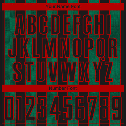 Custom Black Kelly Green-Red Pinstripe Line Sports Sublimation Soccer Uniform Jersey