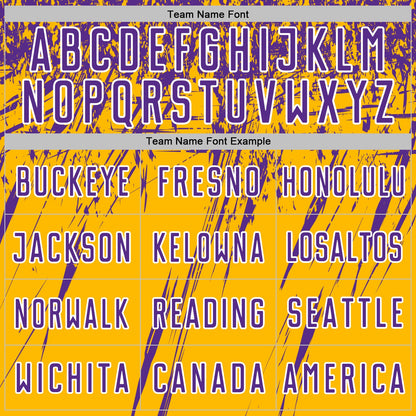Custom Gold Purple-White Splash Sports Sublimation Soccer Uniform Jersey