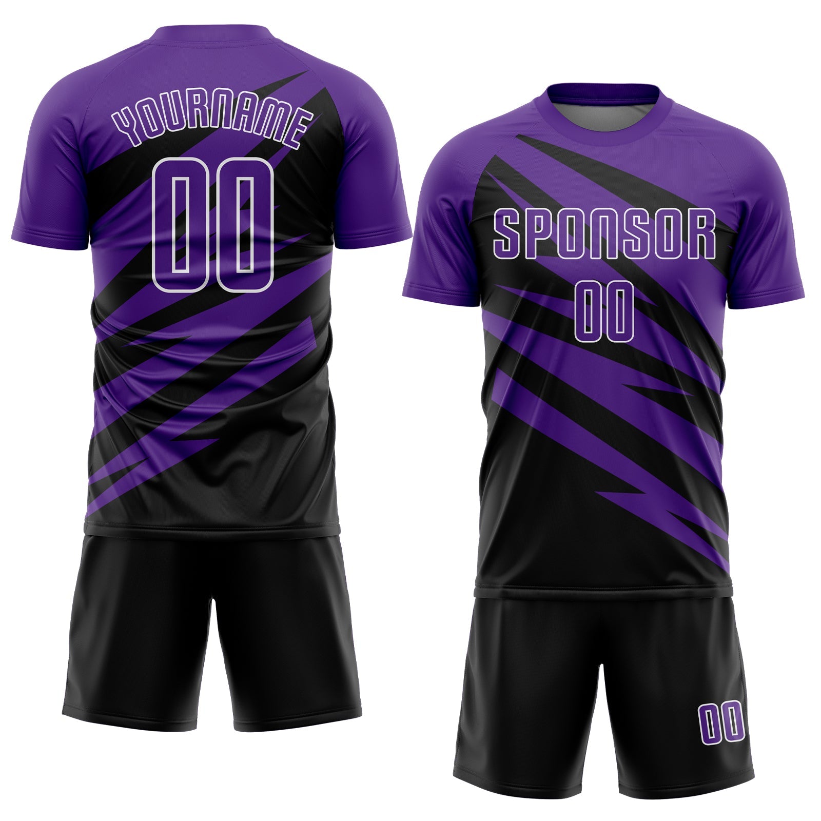 Custom Purple Black-White Abstract Line Sports Sublimation Soccer Uniform Jersey
