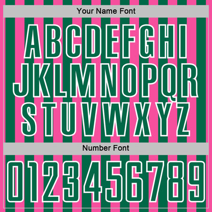 Custom Pink Kelly Green-White Stripe Sports Sublimation Soccer Uniform Jersey