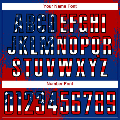 Custom Royal USA Flag Red-Black Abstract Brush Stroke Sports Sublimation Soccer Uniform Jersey