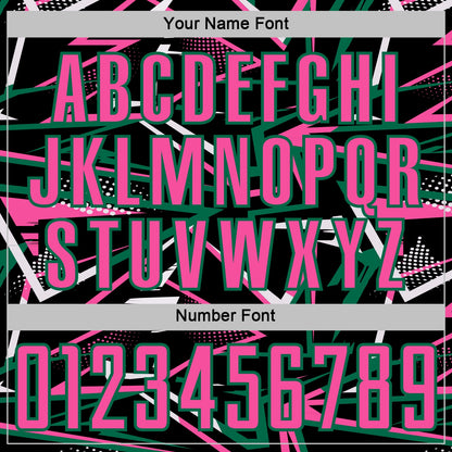 Custom Black Pink Kelly Green-White Abstract Geometric Stripes Sports Sublimation Soccer Uniform Jersey