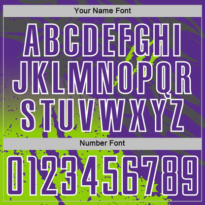 Custom Purple White-Neon Green Gradient Claw Mark Splatter Sports Sublimation Soccer Uniform Jersey