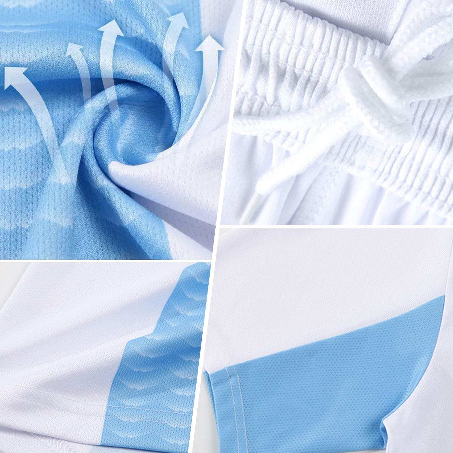 Custom Royal White-Aqua Digital Geometric Fragment Speckles Sublimation Soccer Uniform Jersey