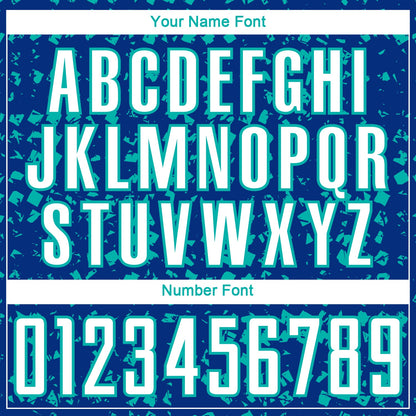 Custom Royal White-Aqua Digital Geometric Fragment Speckles Sublimation Soccer Uniform Jersey