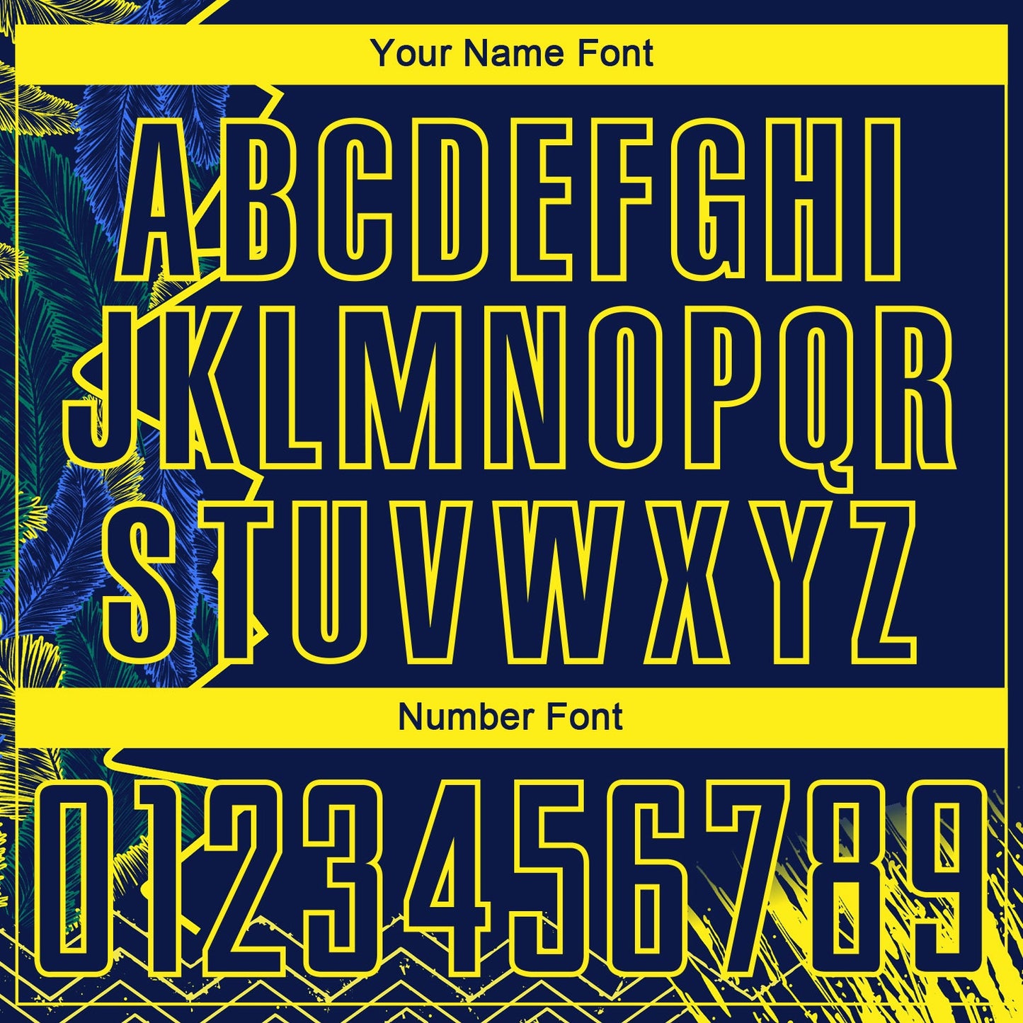 Custom Blue Light Yellow Brasil Zigzag Tropical Palm Leaves Sublimation Soccer Uniform Jersey