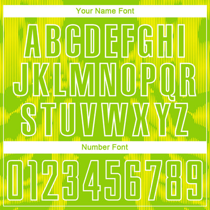 Custom Neon Green Light Yellow-White Brasil Digital Lines Sublimation Soccer Uniform Jersey