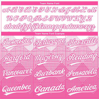 Custom Pink White 3D Pattern Gradient Square Shapes Two-Button Unisex Softball Jersey