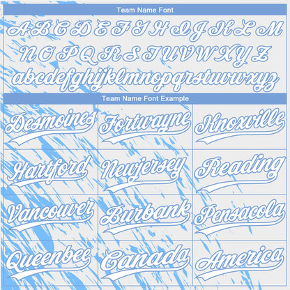Custom White White-Light Blue 3D Pattern Two-Button Unisex Softball Jersey