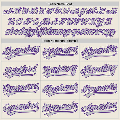 Custom Cream Gray-Purple Two-Button Unisex Softball Jersey