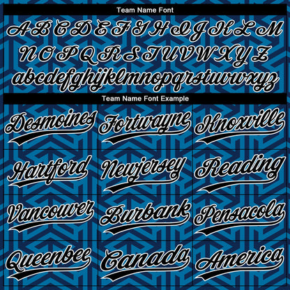 Custom Blue Black-White 3D Pattern Two-Button Unisex Softball Jersey