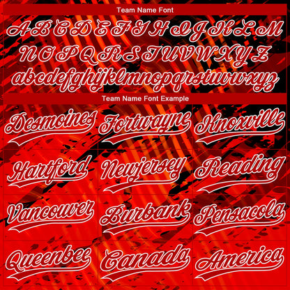 Custom Black Red-White 3D Pattern Two-Button Unisex Softball Jersey
