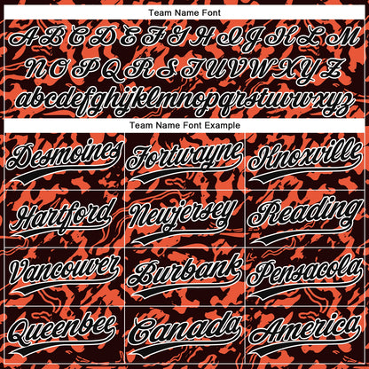 Custom Orange Black-White 3D Pattern Two-Button Unisex Softball Jersey