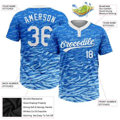Custom Royal White-Light Blue 3D Pattern Two-Button Unisex Softball Jersey