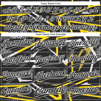 Custom Black Black-Gold 3D Pattern Two-Button Unisex Softball Jersey