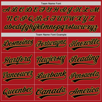 Custom Red Black-Old Gold Two-Button Unisex Softball Jersey