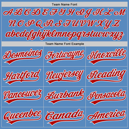 Custom Powder Blue Red-White Two-Button Unisex Softball Jersey