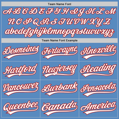 Custom Powder Blue White-Red Two-Button Unisex Softball Jersey