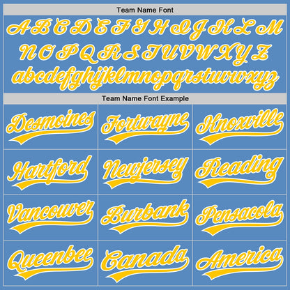 Custom Powder Blue Yellow-White Two-Button Unisex Softball Jersey