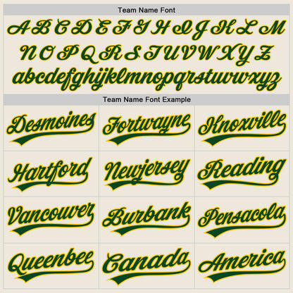 Custom Cream Green-Yellow Two-Button Unisex Softball Jersey