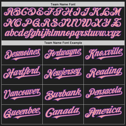 Custom Black Purple Pinstripe Medium Pink Two-Button Unisex Softball Jersey